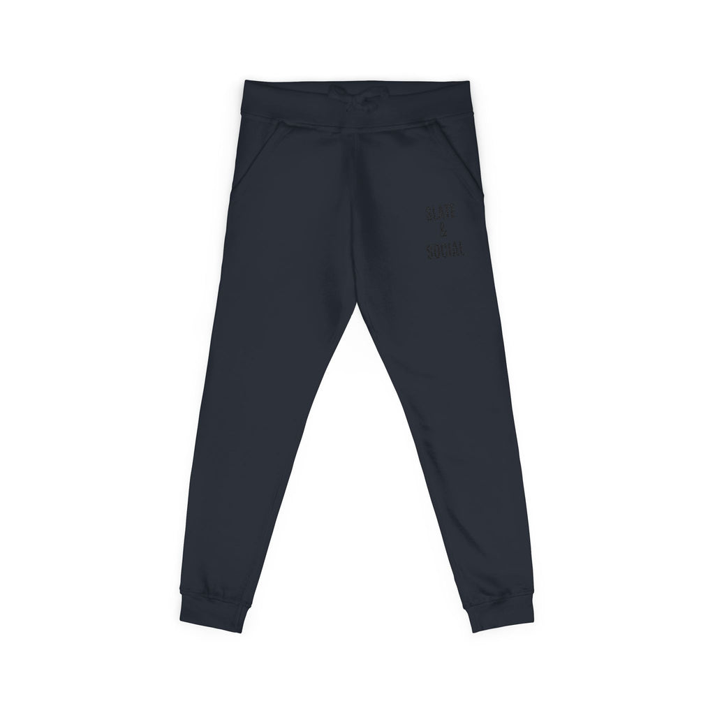 Embroidered 'Slate & Social' Fleece Sweatpants — Cozy Casual Joggers