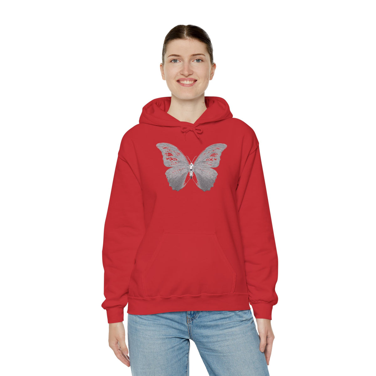 Butterfly Graphic Hoodie — 'Slate & Social' Minimalist White Pullover