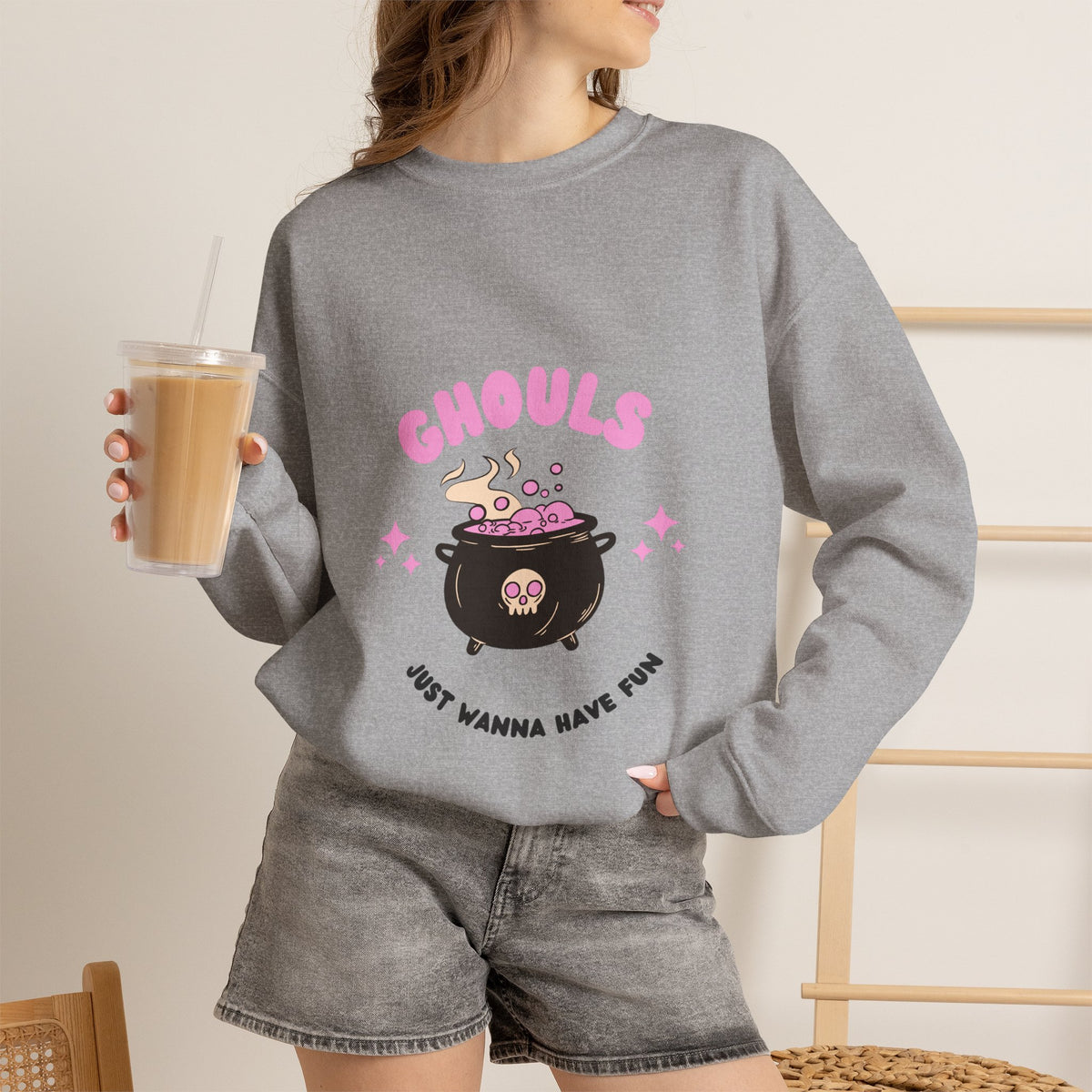 Ghoul Crewneck Sweatshirt — "Ghouls Just Wanna Have Fun" Cute Halloween Pullover