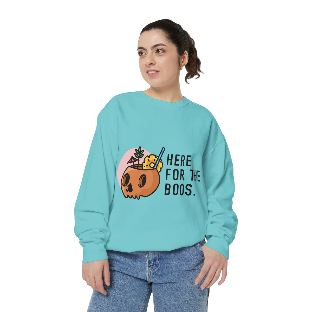 Halloween Pumpkin "Here for the Boos" Sweatshirt