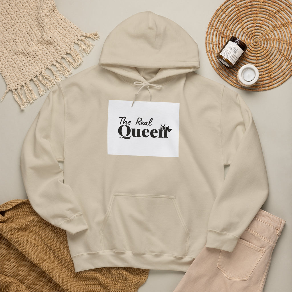 The Real Queen Hoodie — 'Slate & Social' Graphic Pullover for Bold Fashionistas