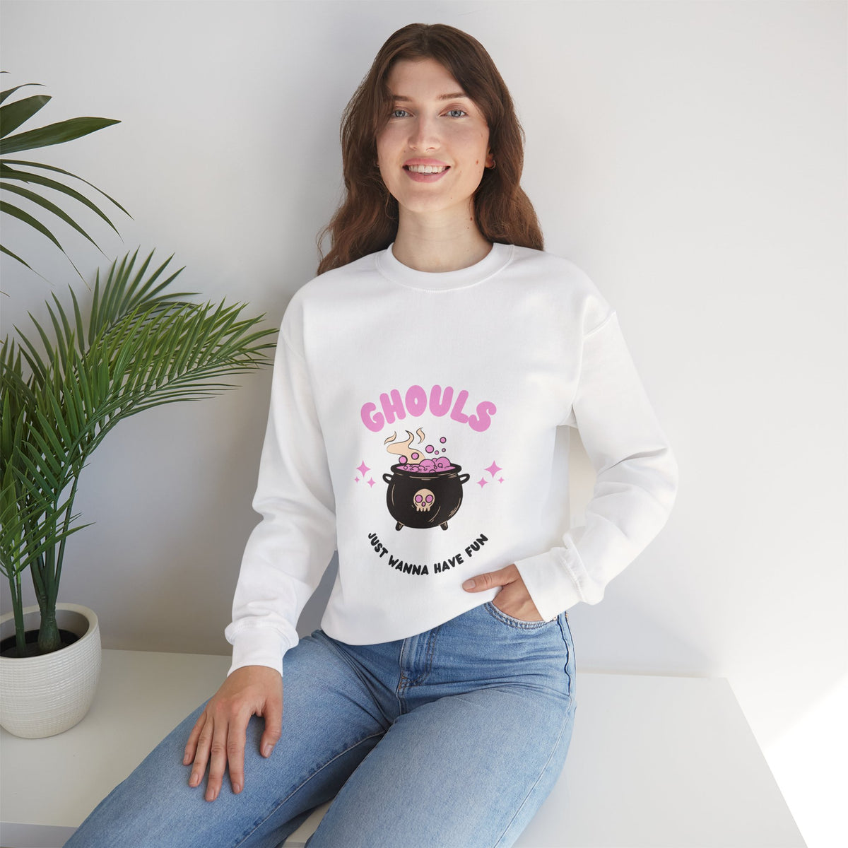 Ghoul Crewneck Sweatshirt — "Ghouls Just Wanna Have Fun" Cute Halloween Pullover