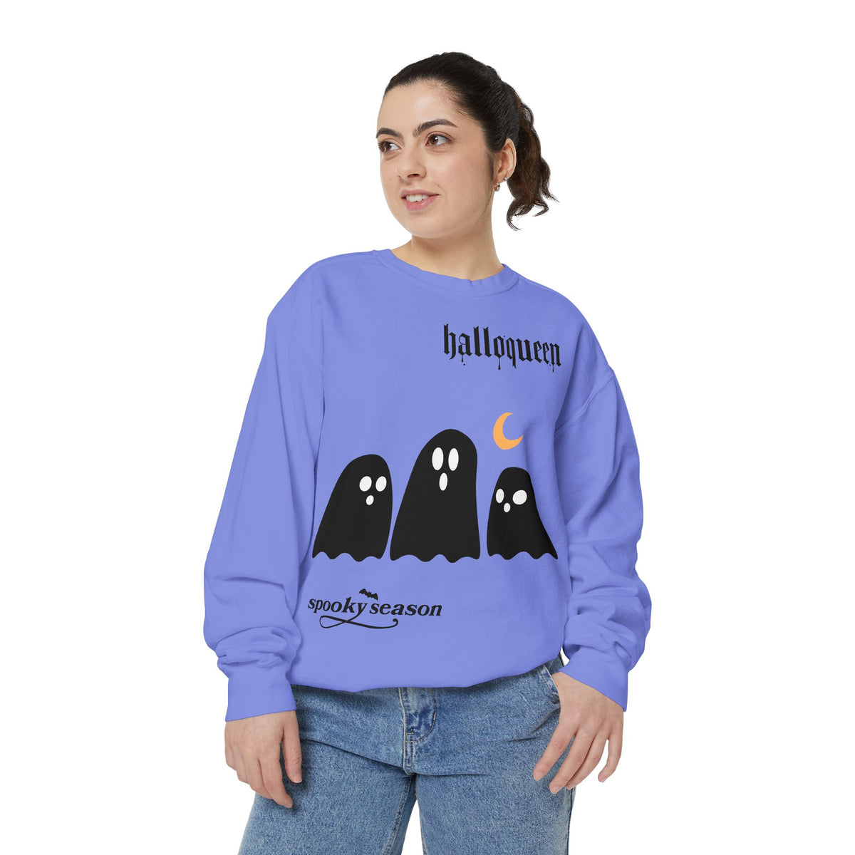 Halloween Ghosts Sweatshirt — "halloqueen" Spooky Season Crewneck