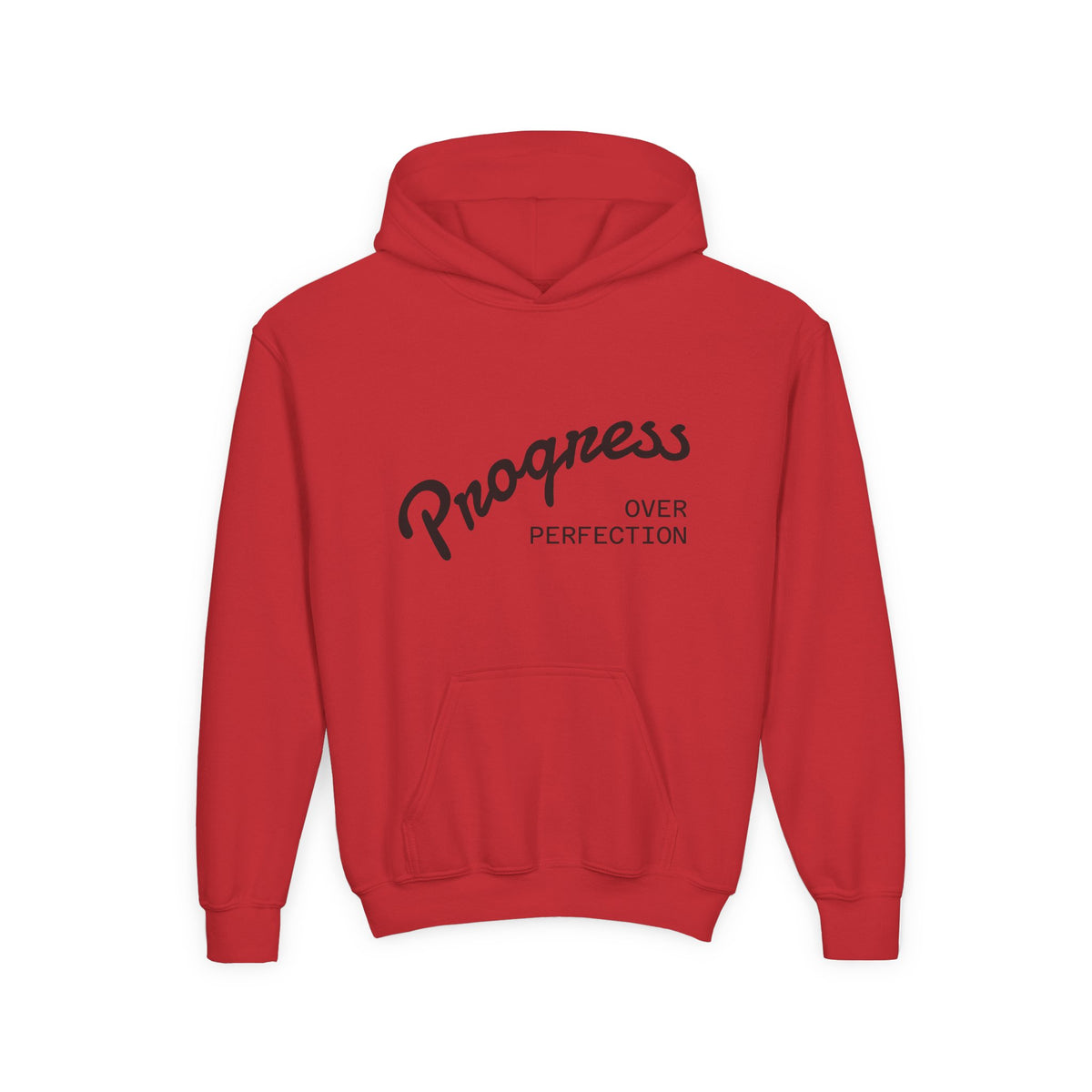 Youth Hoodie — "Progress Over Perfection" Motivational Pullover