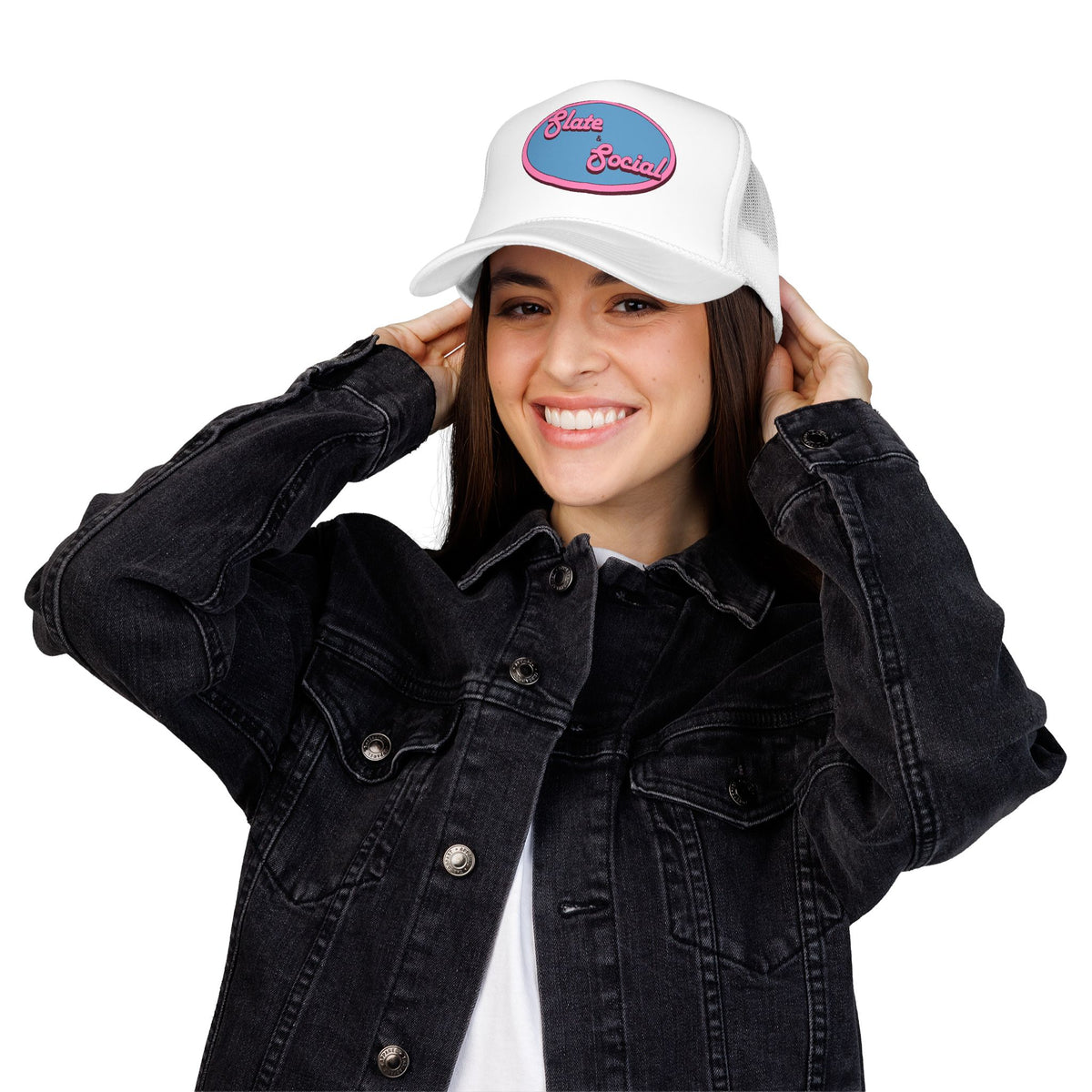 Trucker Hat — "Slate & Social" Retro Patch Foam Cap