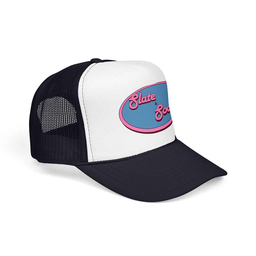 Trucker Hat — "Slate & Social" Retro Patch Foam Cap