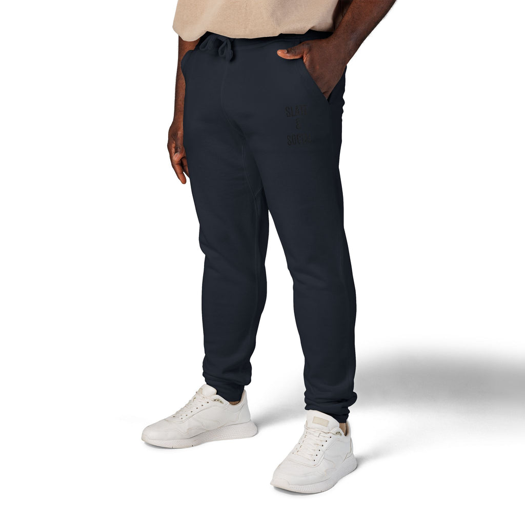 Embroidered 'Slate & Social' Fleece Sweatpants — Cozy Casual Joggers