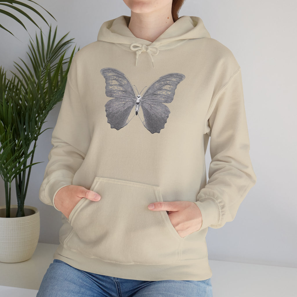 Butterfly Graphic Hoodie — 'Slate & Social' Minimalist White Pullover