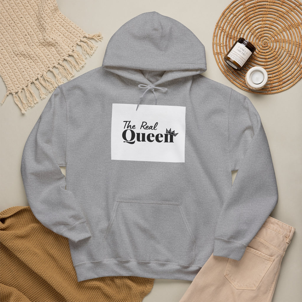 The Real Queen Hoodie — 'Slate & Social' Graphic Pullover for Bold Fashionistas