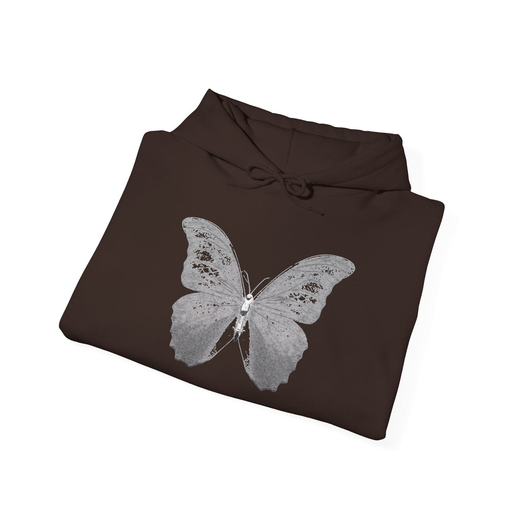 Butterfly Graphic Hoodie — 'Slate & Social' Minimalist White Pullover