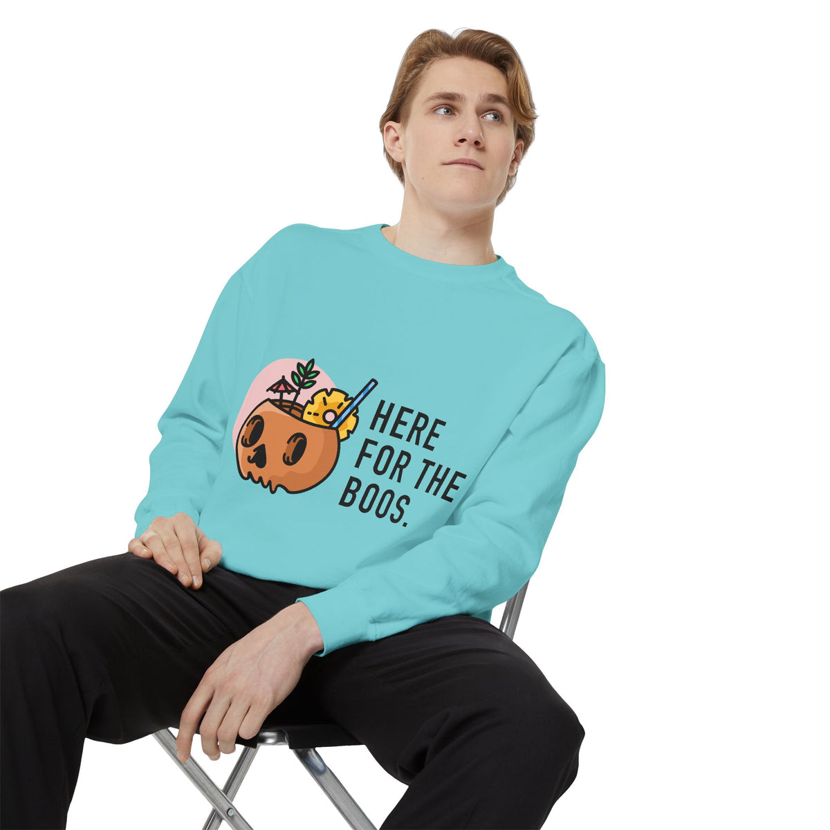Halloween Pumpkin "Here for the Boos" Sweatshirt