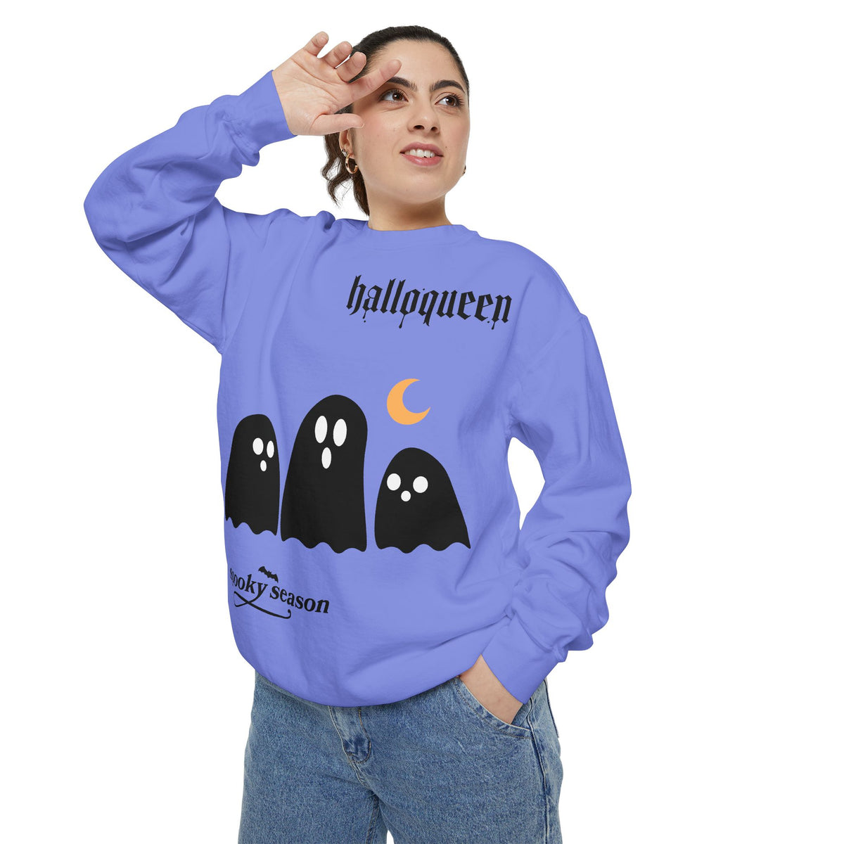 Halloween Ghosts Sweatshirt — "halloqueen" Spooky Season Crewneck