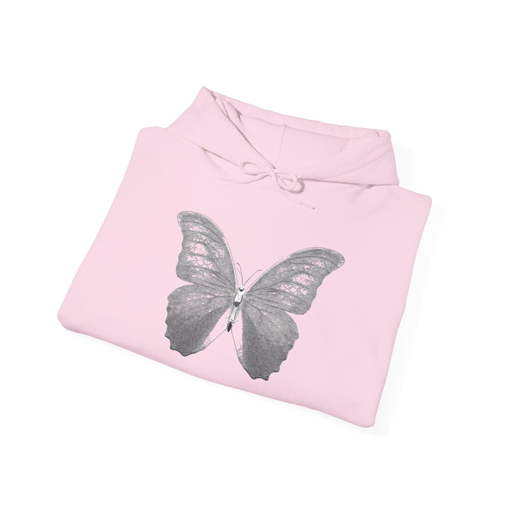 Butterfly Graphic Hoodie — 'Slate & Social' Minimalist White Pullover