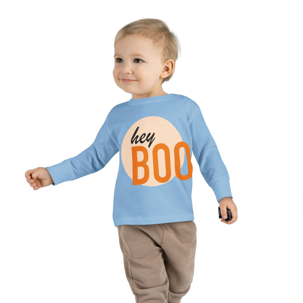 Toddler Long Sleeve Tee — "hey BOO" Halloween Spooky Season Shirt