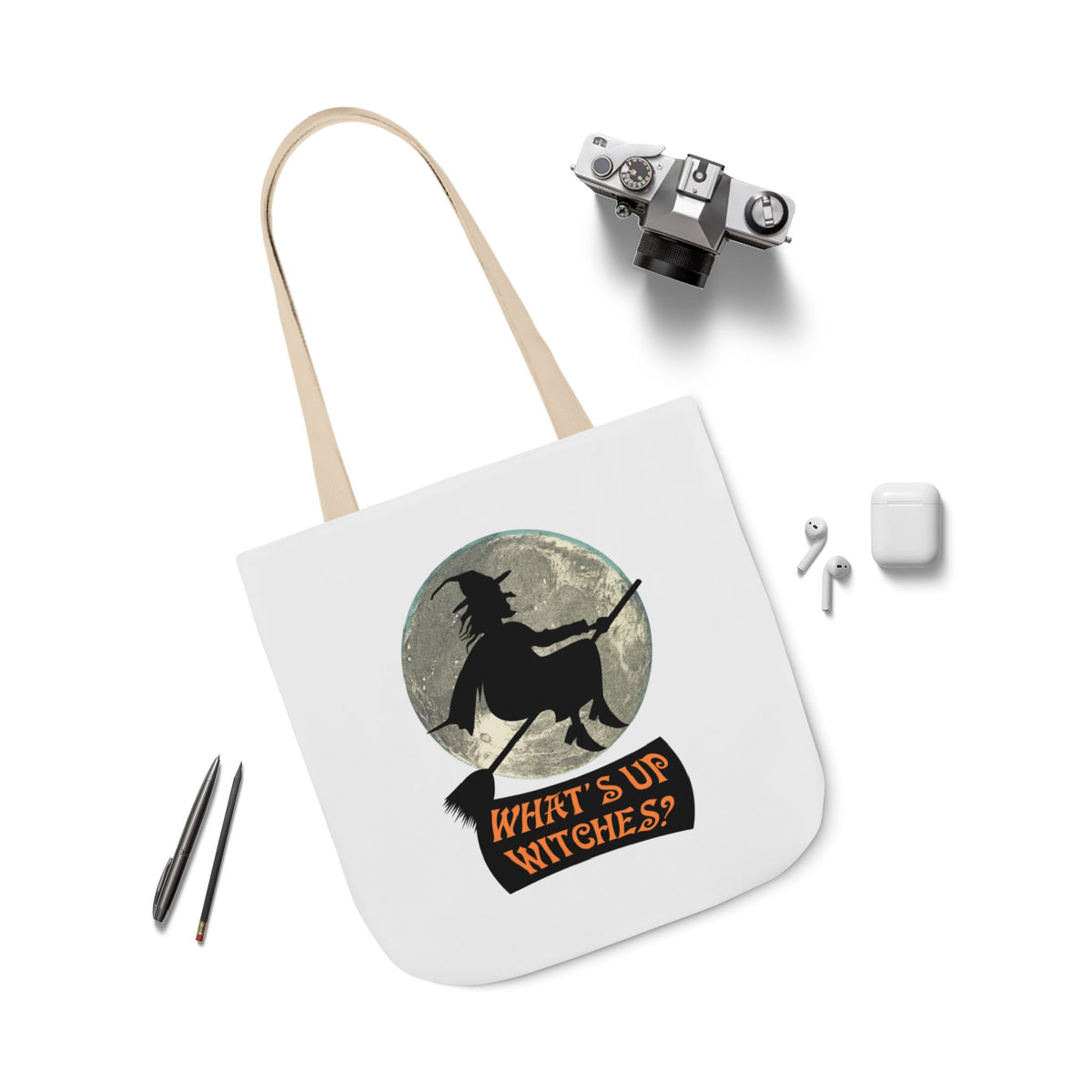 What’s Up Witches Halloween Witch Canvas Tote Bag