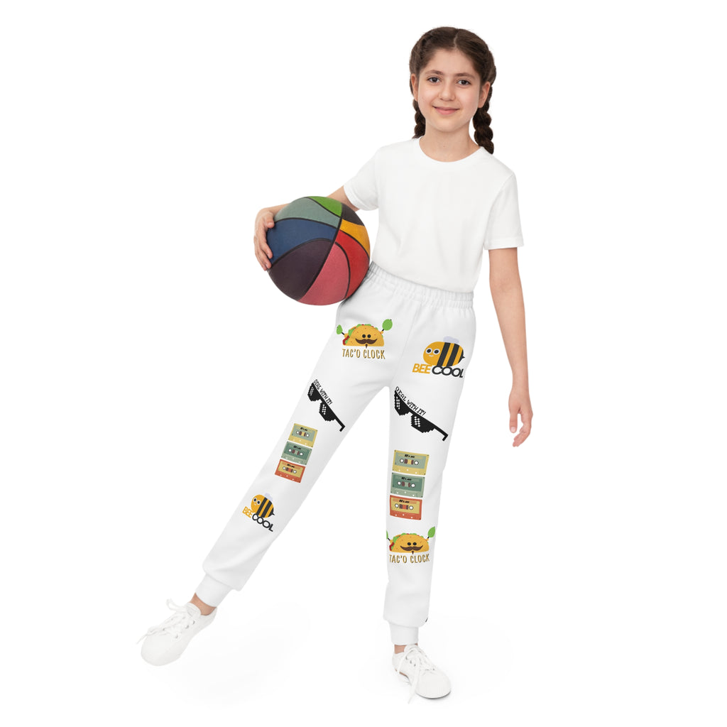 Kids 'Bee Cool' Graphic Joggers — Cute Bee, Cassette & 'Stay Cool' Print