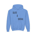 Youth Hoodie - "Slate & Social" Minimalist Text Pullover
