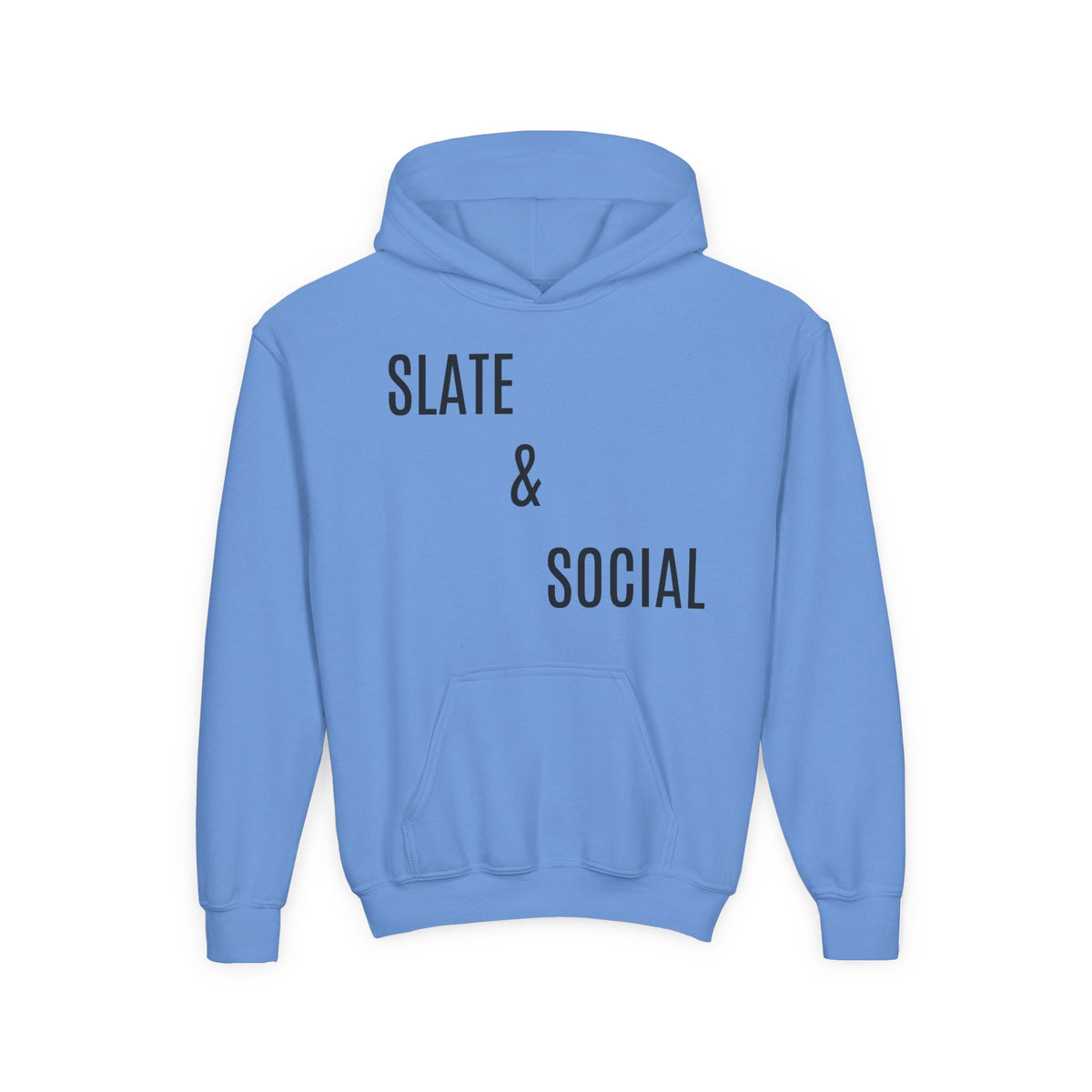 Youth Hoodie - "Slate & Social" Minimalist Text Pullover