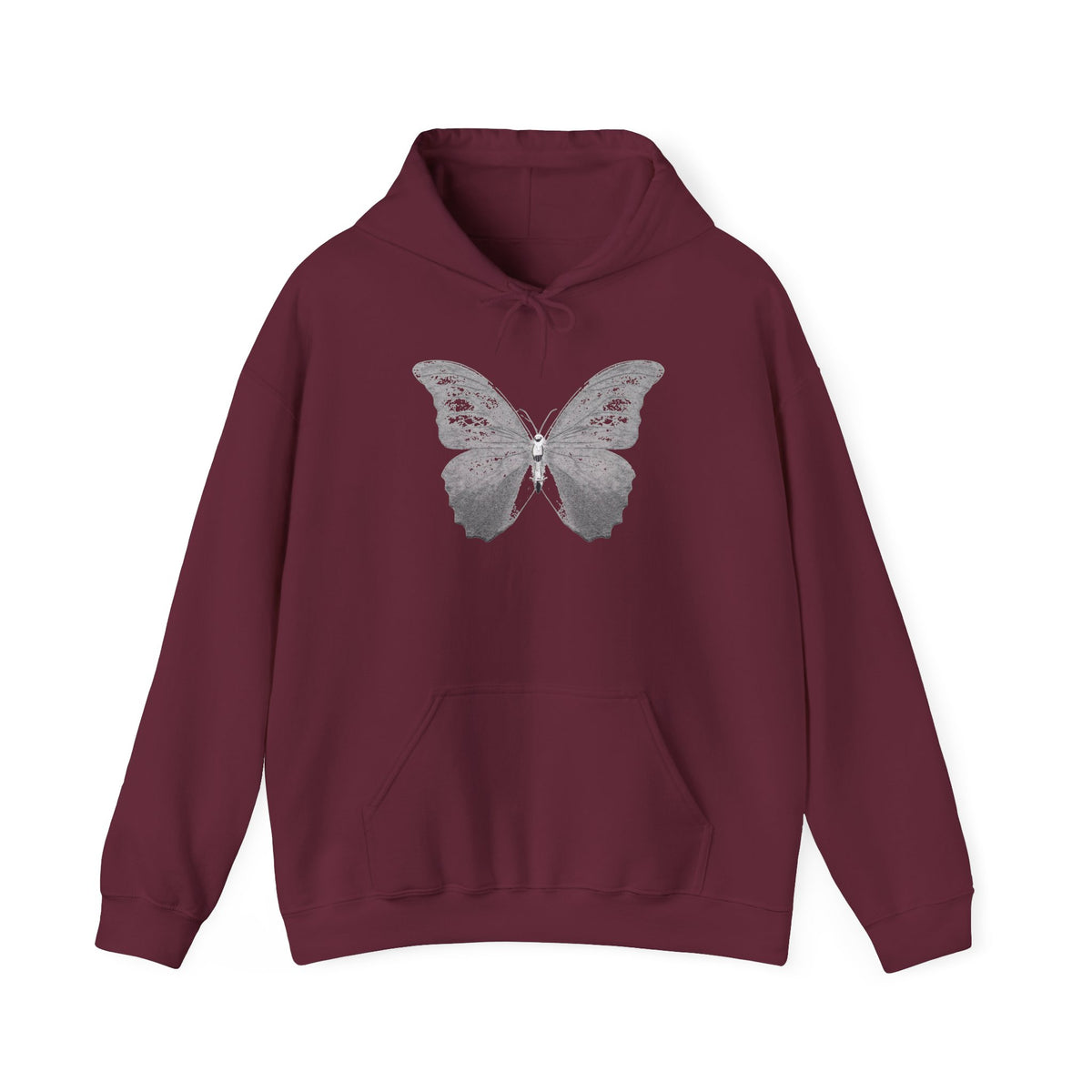 Butterfly Graphic Hoodie — 'Slate & Social' Minimalist White Pullover