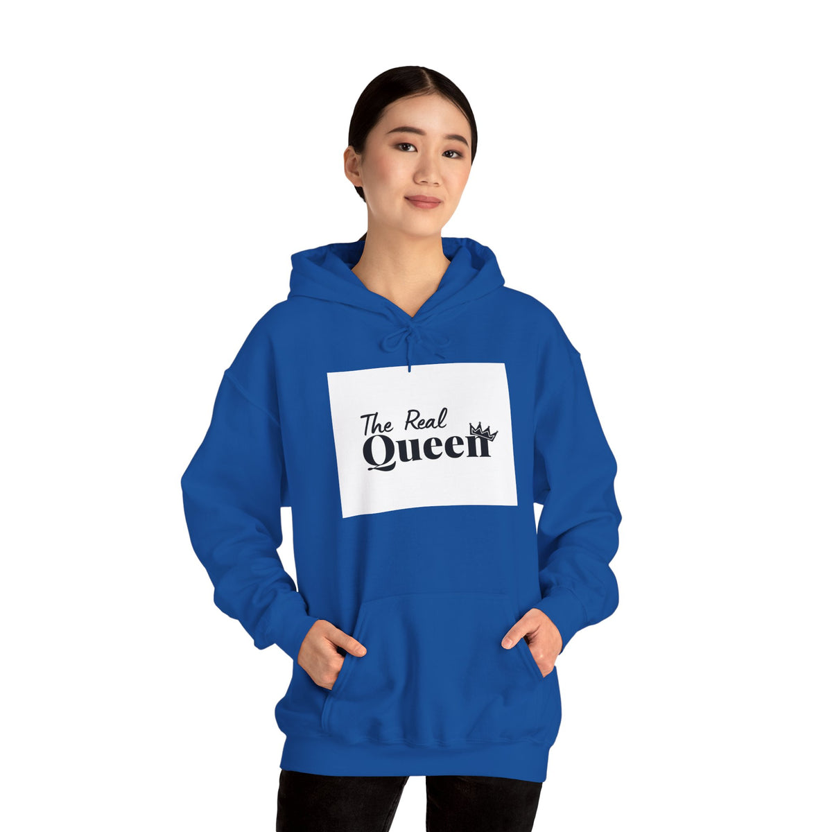 The Real Queen Hoodie — 'Slate & Social' Graphic Pullover for Bold Fashionistas