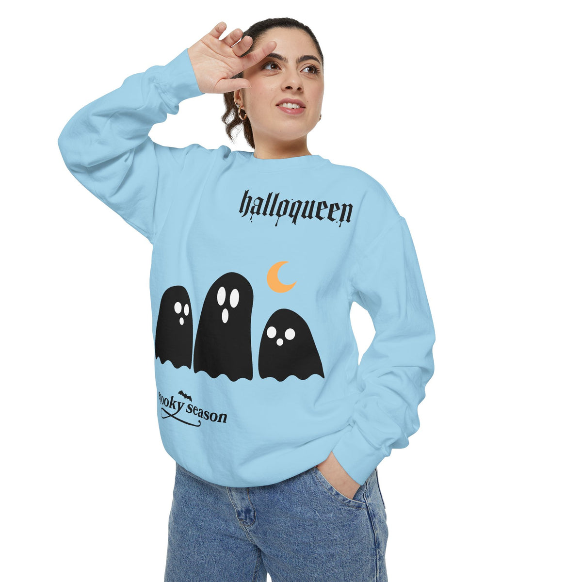 Halloween Ghosts Sweatshirt — "halloqueen" Spooky Season Crewneck