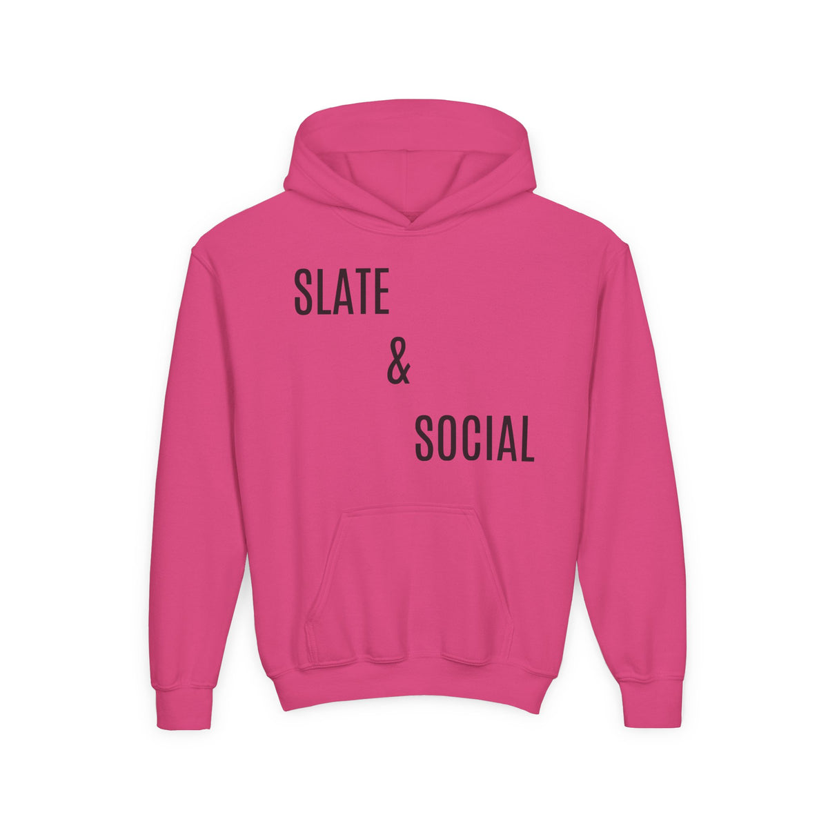Youth Hoodie - "Slate & Social" Minimalist Text Pullover