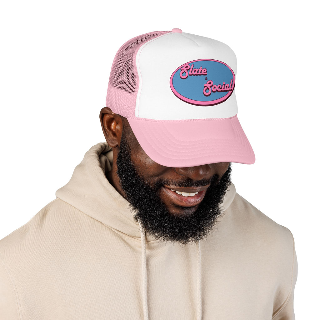 Trucker Hat — "Slate & Social" Retro Patch Foam Cap