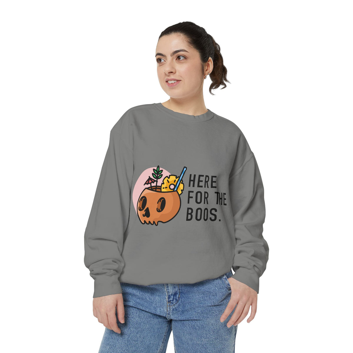 Halloween Pumpkin "Here for the Boos" Sweatshirt
