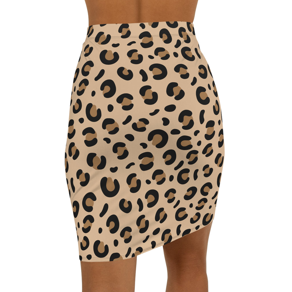 Leopard Print Pencil Skirt — Women's Mid-Waist Animal Print Bodycon Skirt