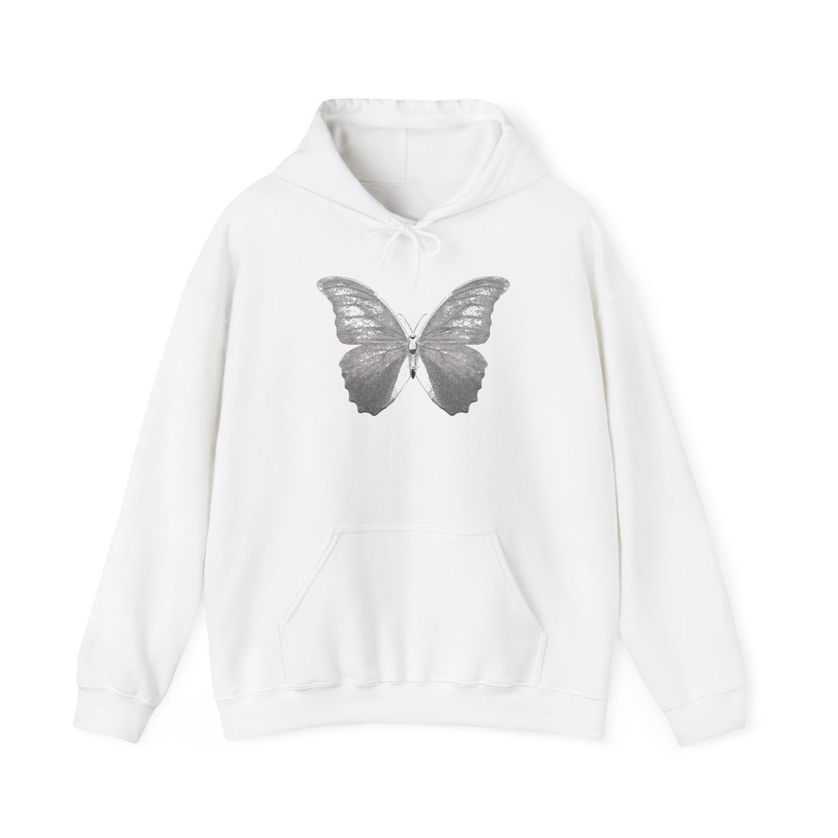 Butterfly Graphic Hoodie — 'Slate & Social' Minimalist White Pullover