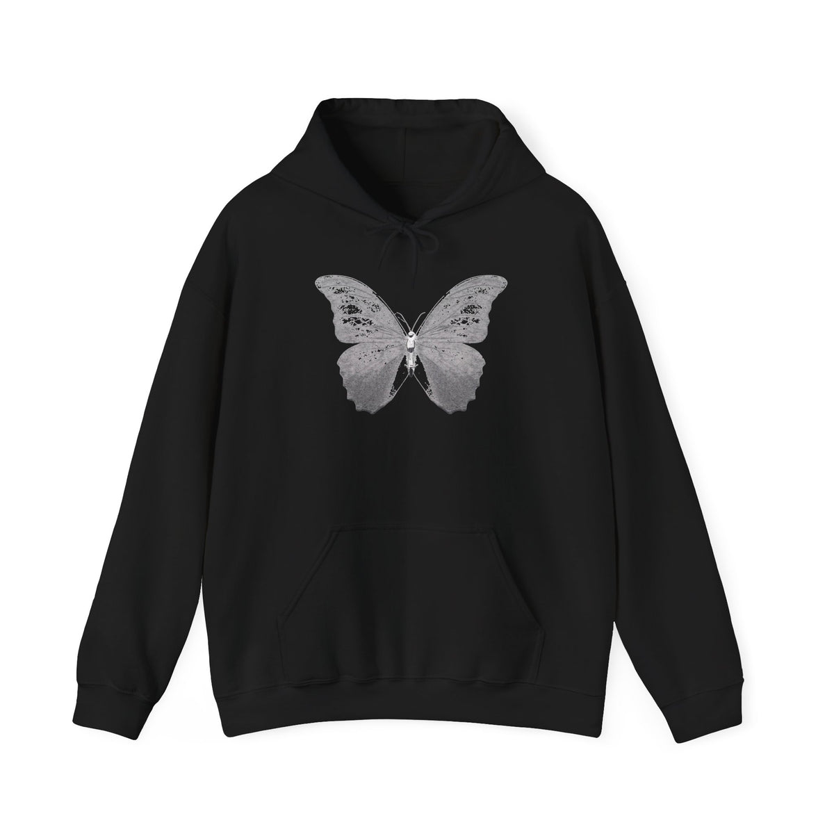 Butterfly Graphic Hoodie — 'Slate & Social' Minimalist White Pullover