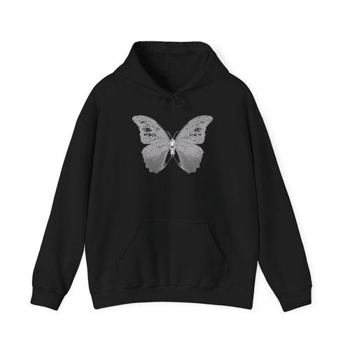 Butterfly Graphic Hoodie — 'Slate & Social' Minimalist White Pullover