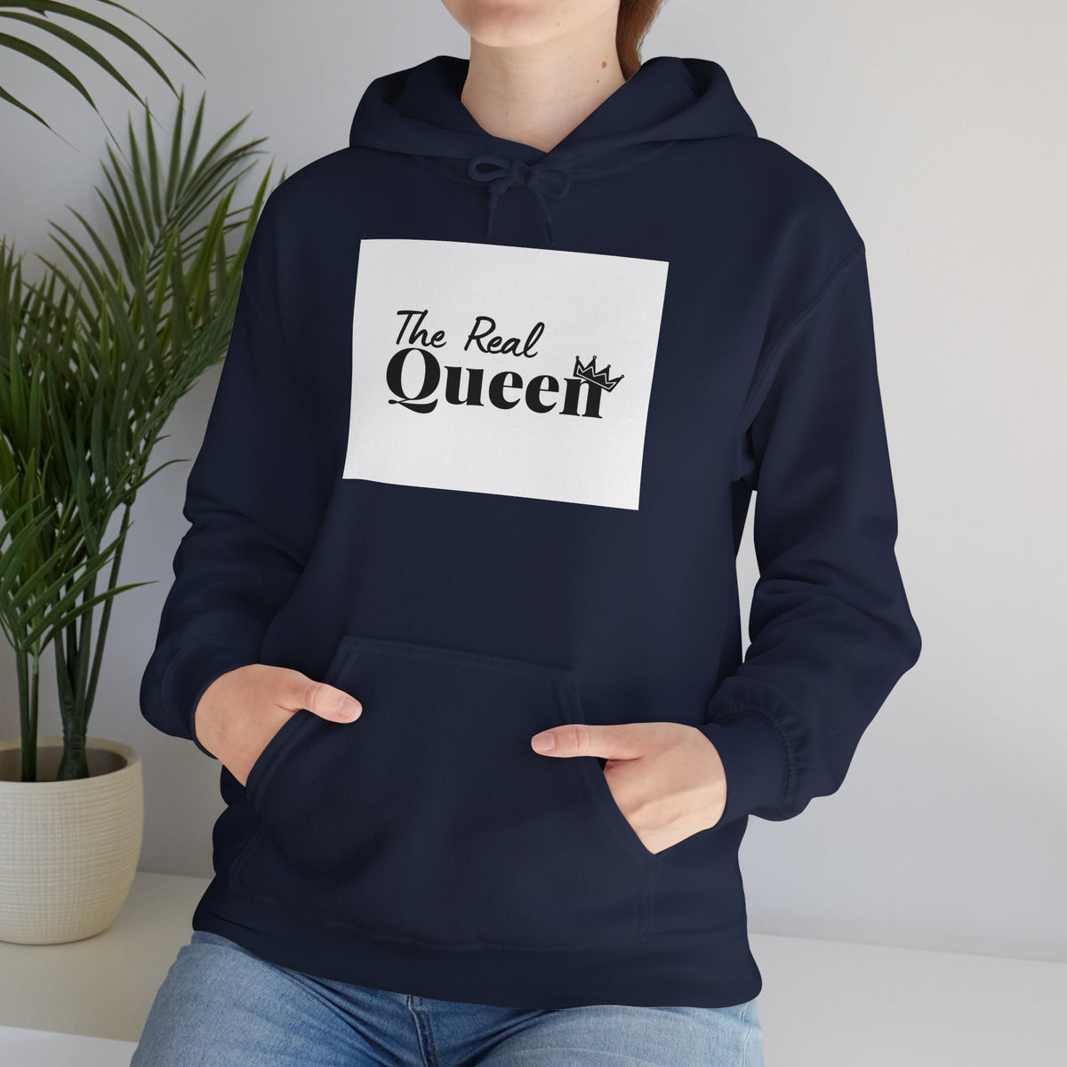 The Real Queen Hoodie — 'Slate & Social' Graphic Pullover for Bold Fashionistas