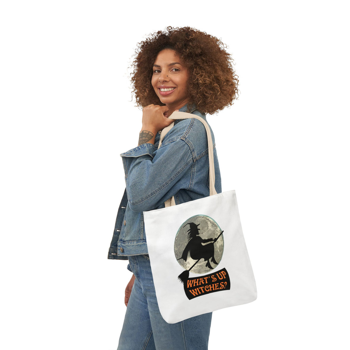 What’s Up Witches Halloween Witch Canvas Tote Bag