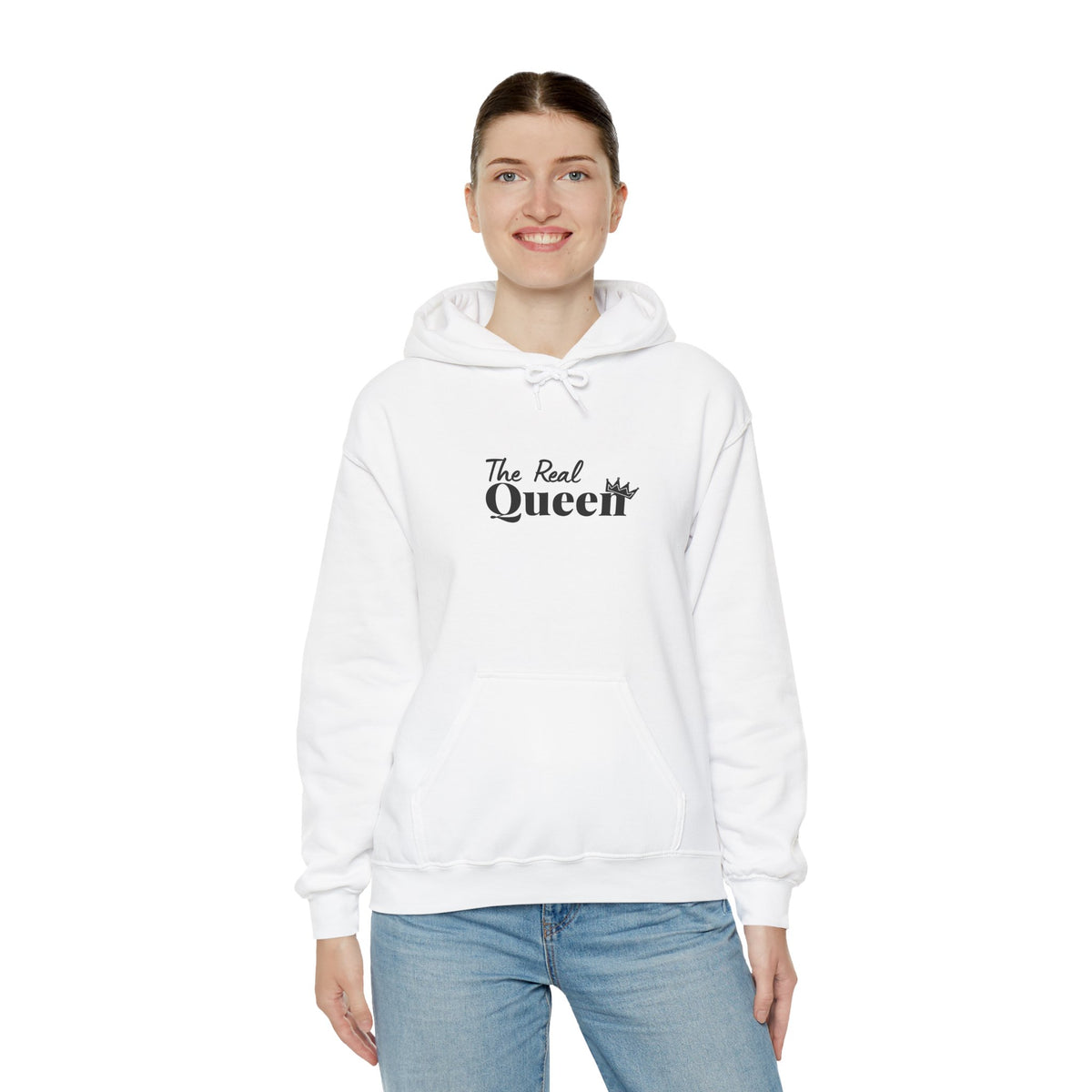 The Real Queen Hoodie — 'Slate & Social' Graphic Pullover for Bold Fashionistas