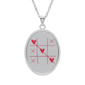 Tic-Tac-Toe Hearts Oval Pendant Necklace