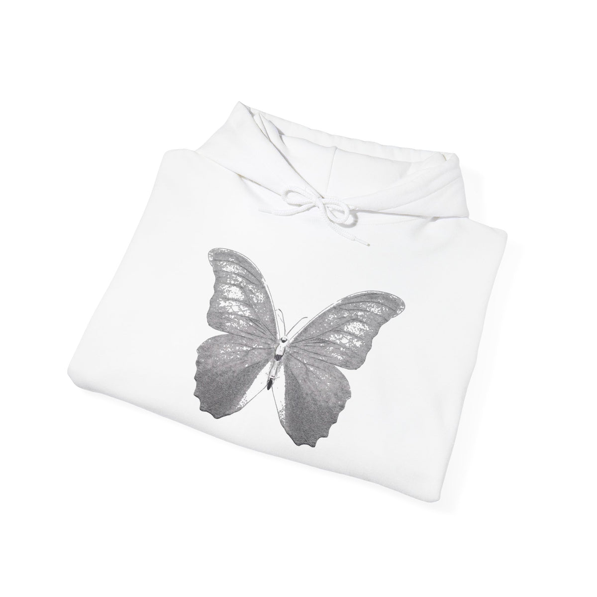 Butterfly Graphic Hoodie — 'Slate & Social' Minimalist White Pullover