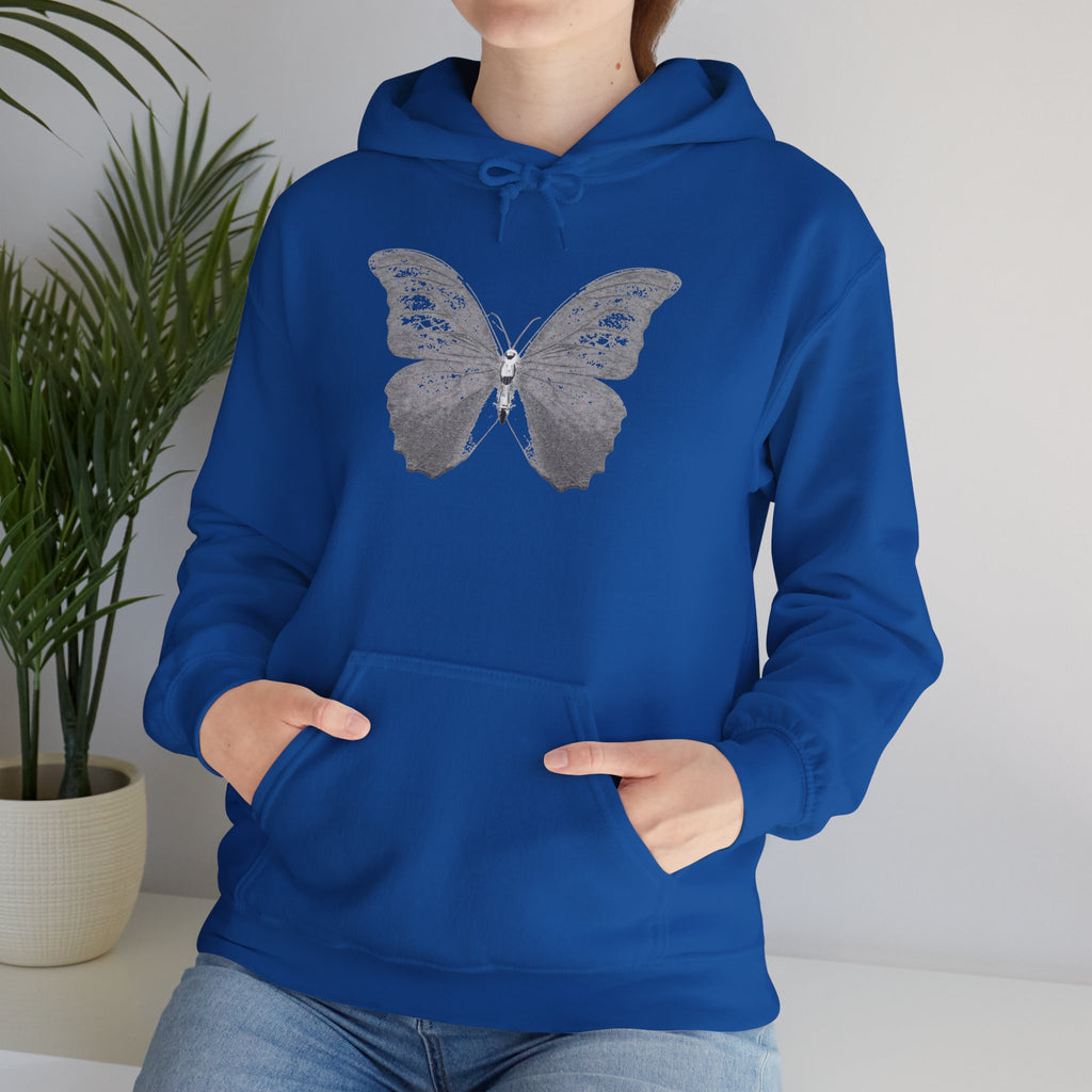Butterfly Graphic Hoodie — 'Slate & Social' Minimalist White Pullover