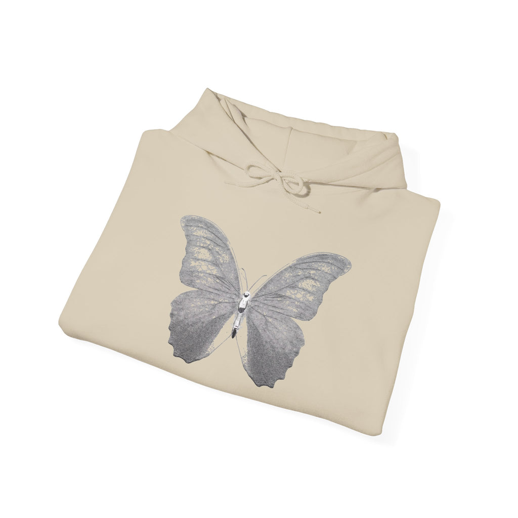 Butterfly Graphic Hoodie — 'Slate & Social' Minimalist White Pullover