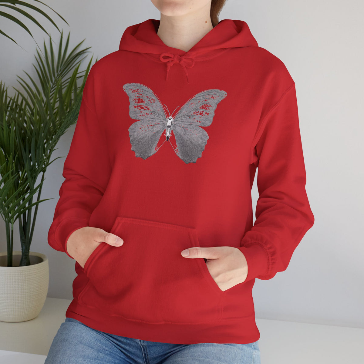 Butterfly Graphic Hoodie — 'Slate & Social' Minimalist White Pullover
