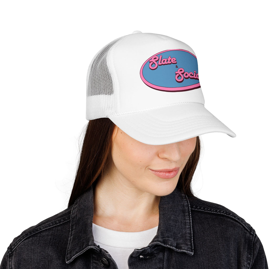Trucker Hat — "Slate & Social" Retro Patch Foam Cap