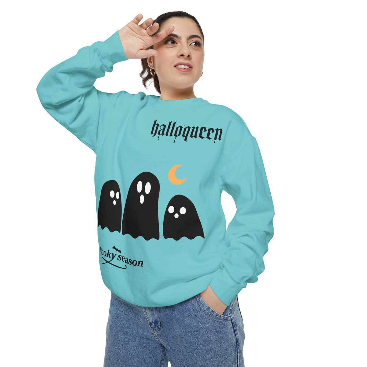 Halloween Ghosts Sweatshirt — "halloqueen" Spooky Season Crewneck