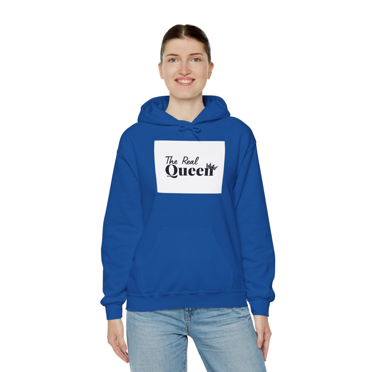 The Real Queen Hoodie — 'Slate & Social' Graphic Pullover for Bold Fashionistas