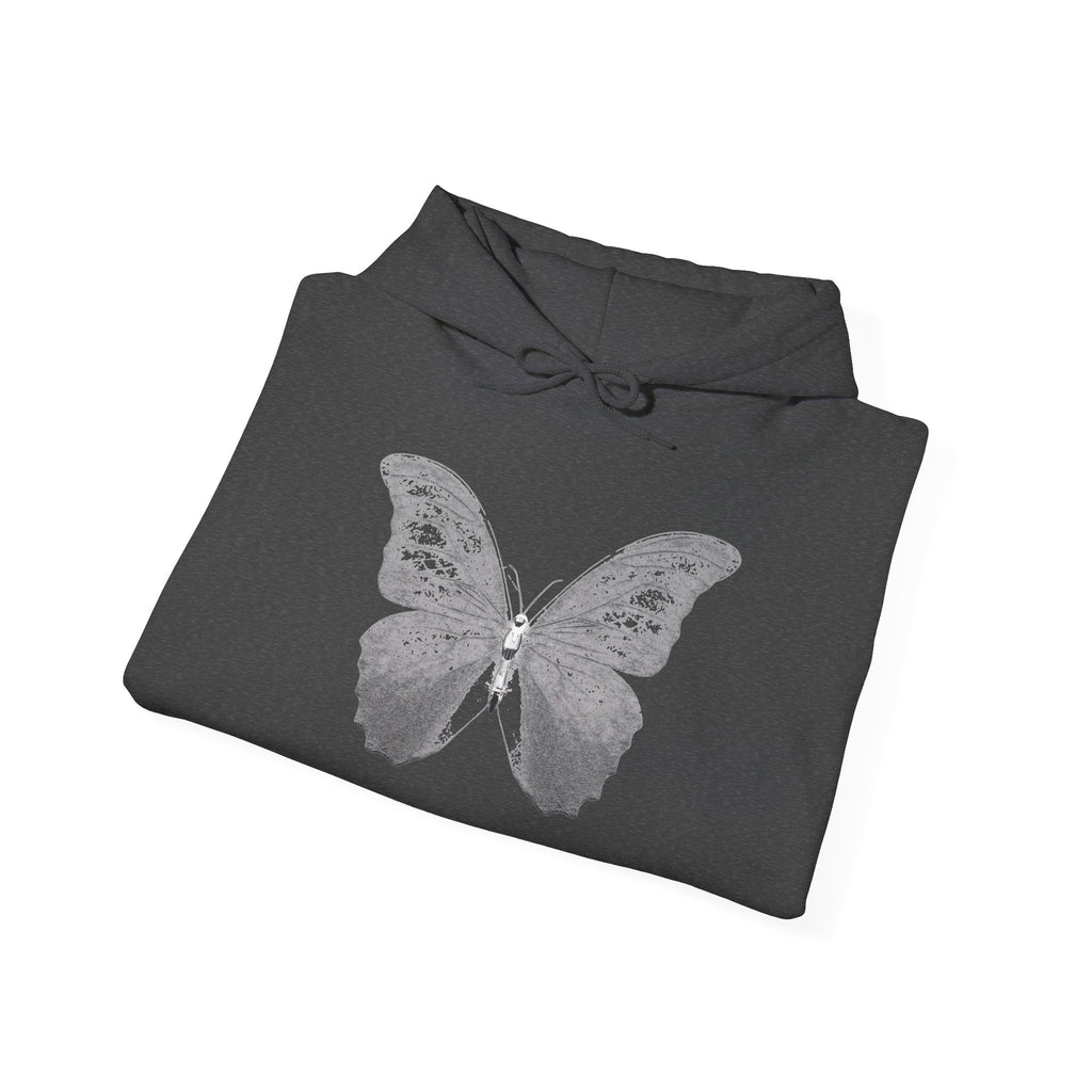 Butterfly Graphic Hoodie — 'Slate & Social' Minimalist White Pullover