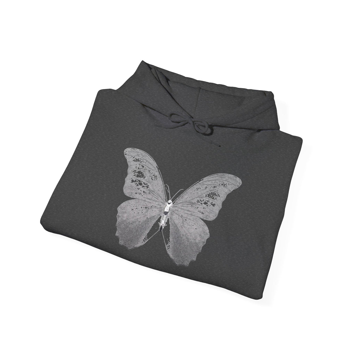 Butterfly Graphic Hoodie — 'Slate & Social' Minimalist White Pullover