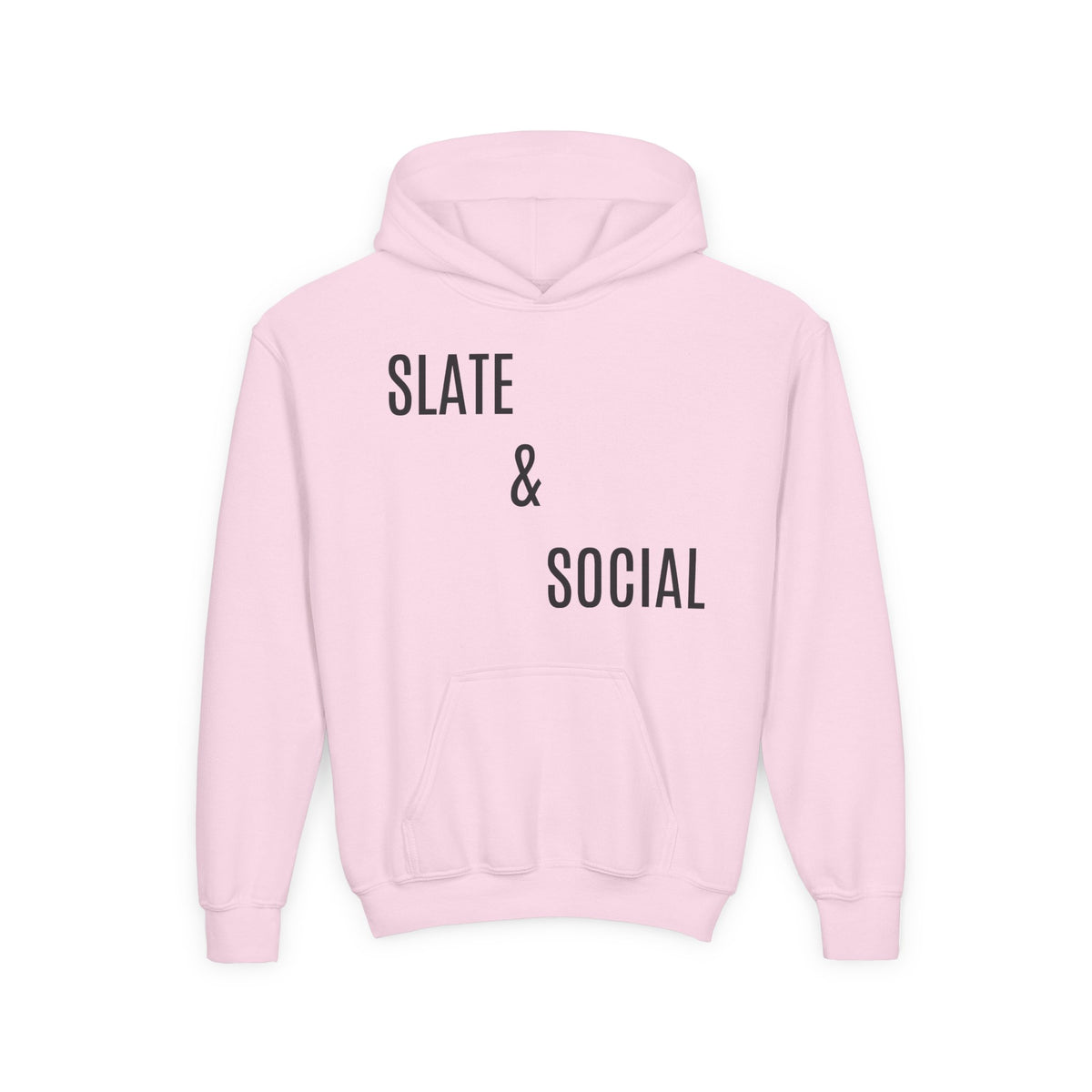 Youth Hoodie - "Slate & Social" Minimalist Text Pullover