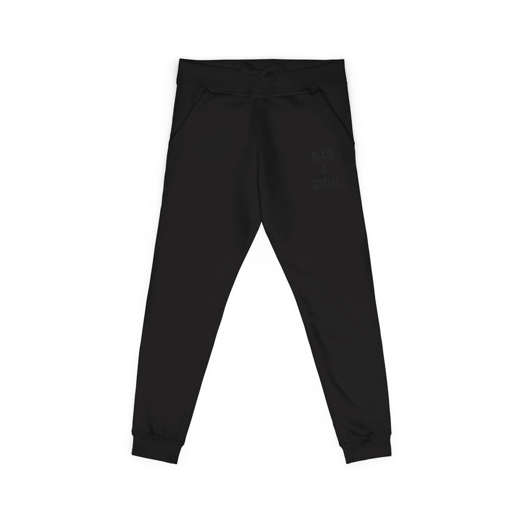 Embroidered 'Slate & Social' Fleece Sweatpants — Cozy Casual Joggers