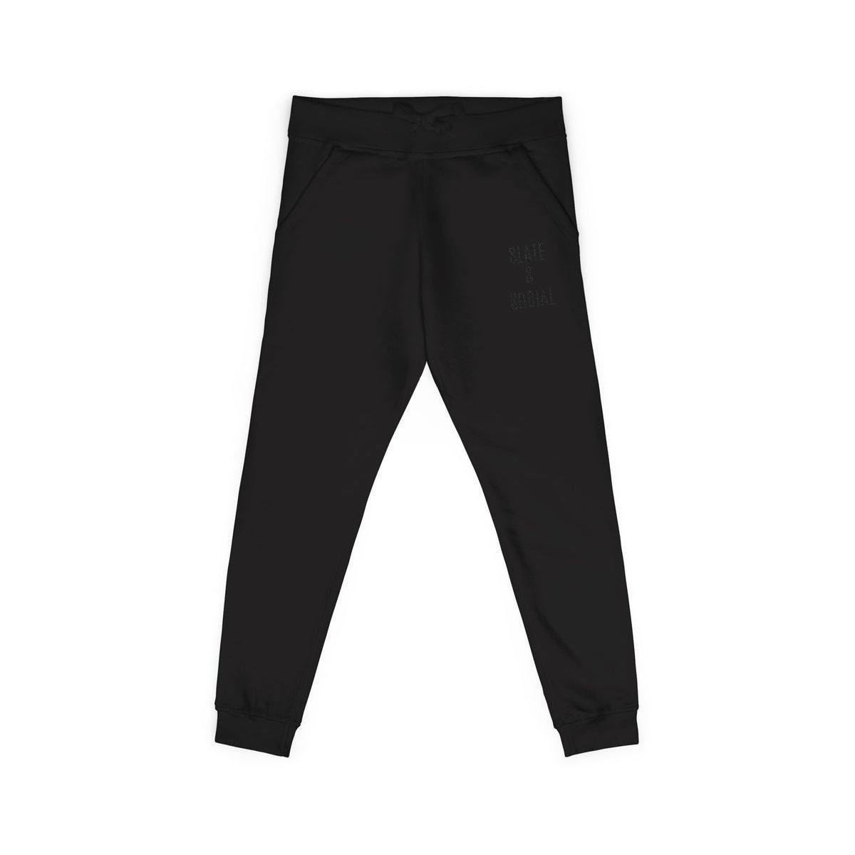 Embroidered 'Slate & Social' Fleece Sweatpants — Cozy Casual Joggers