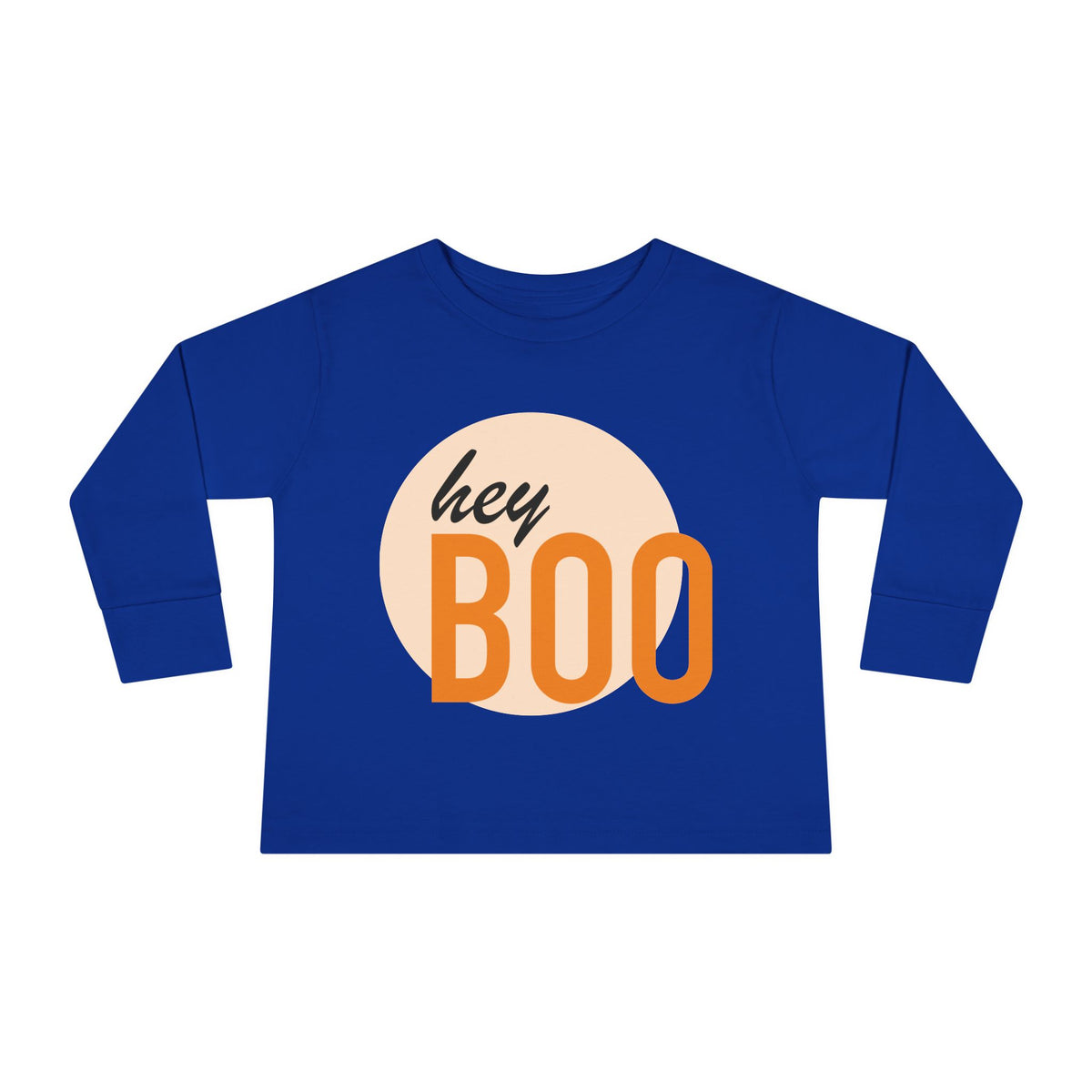 Toddler Long Sleeve Tee — "hey BOO" Halloween Spooky Season Shirt