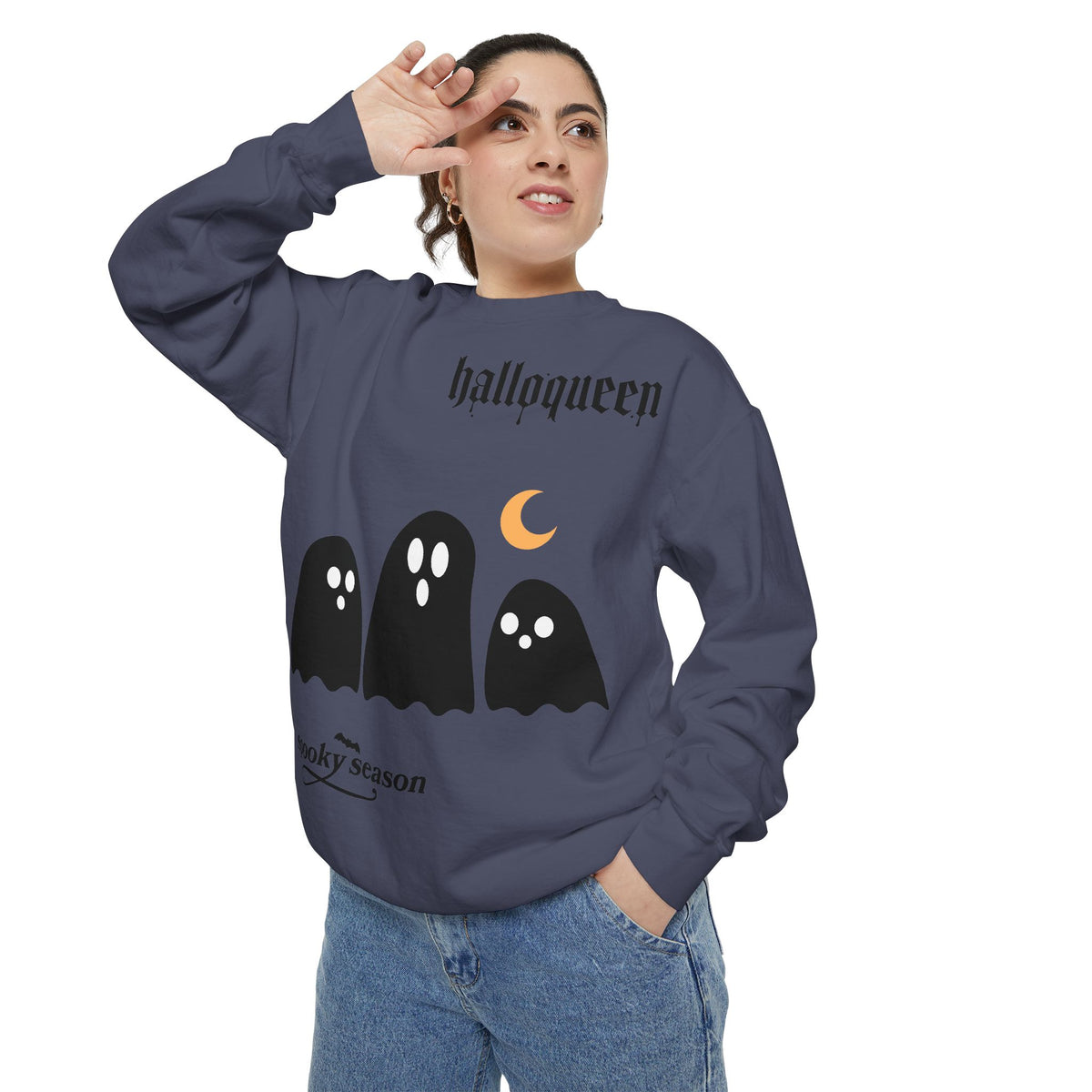 Halloween Ghosts Sweatshirt — "halloqueen" Spooky Season Crewneck